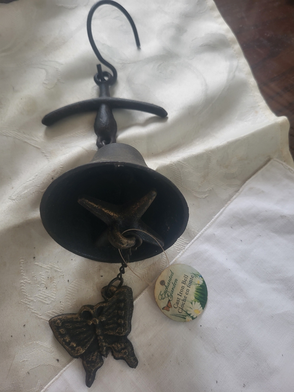 Rustic Black Cast Iron Hanging butterfly Bell 8 Inch - Captains Bell - Rustic